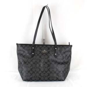 COACH Signature F58292 Tote Bag in Black Leather for Women